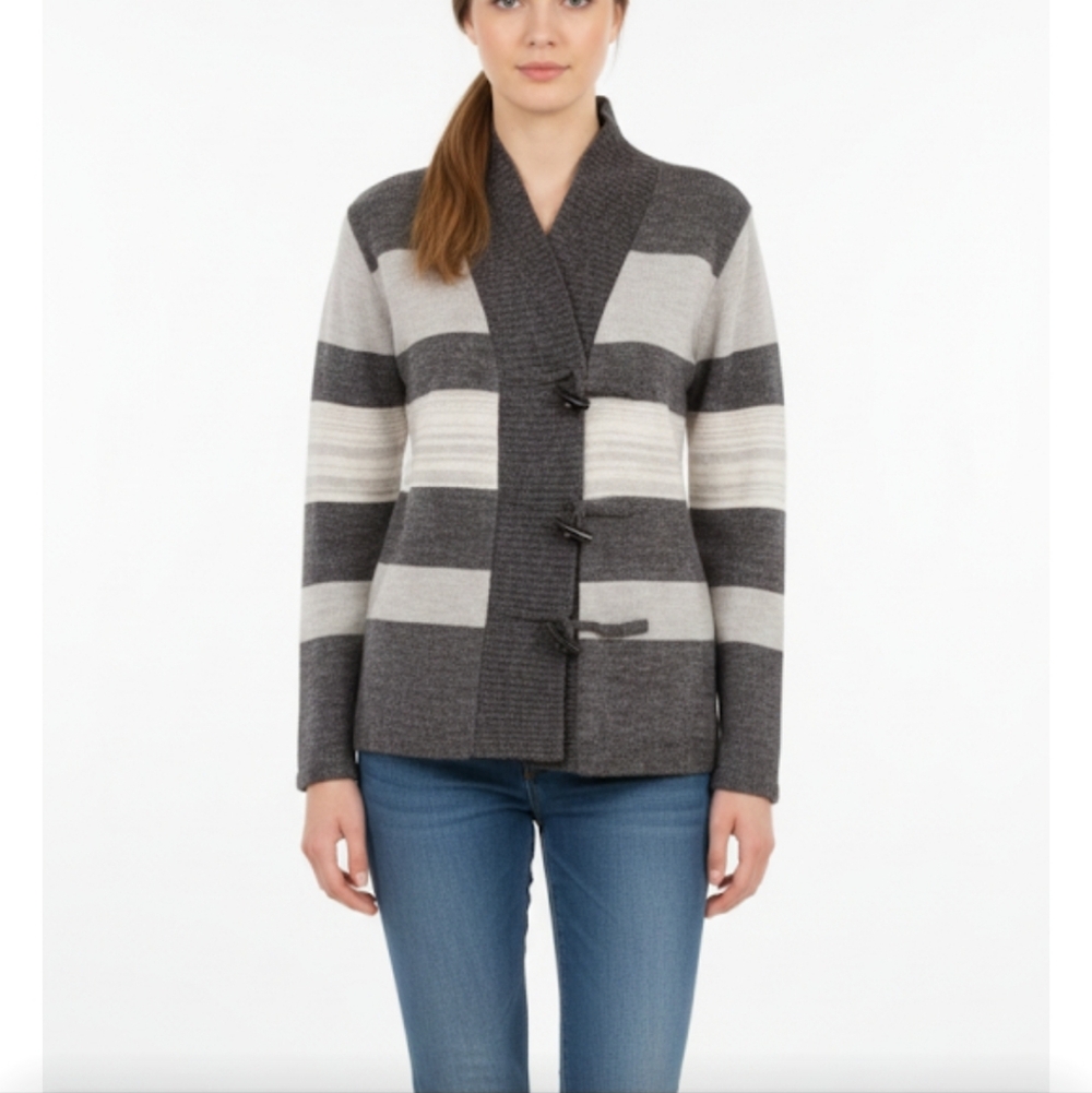 Inca Mama women's cardigan sweater grey black size Large